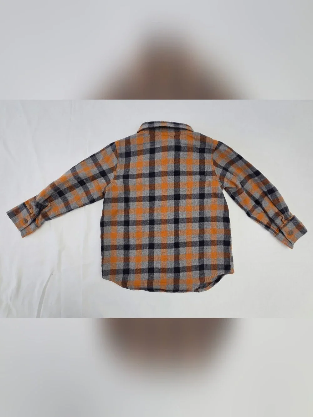 Old Navy Orange, Gray & Brown Plaid Button-Down Shirt